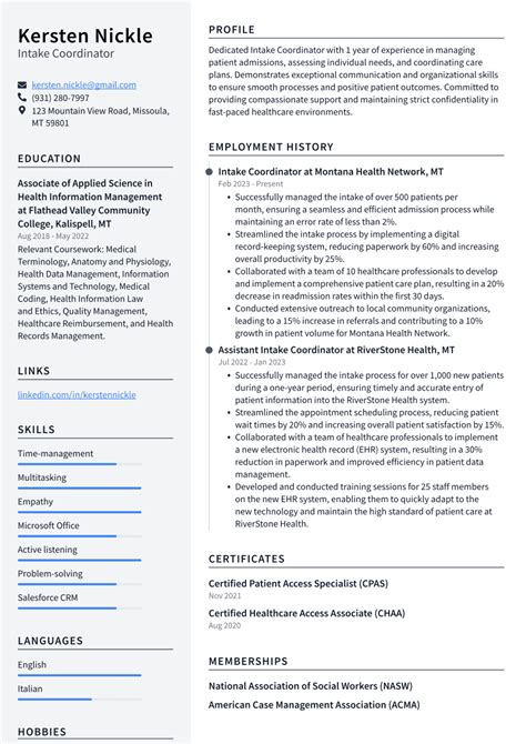 Top Intake Coordinator Resume Objective Examples