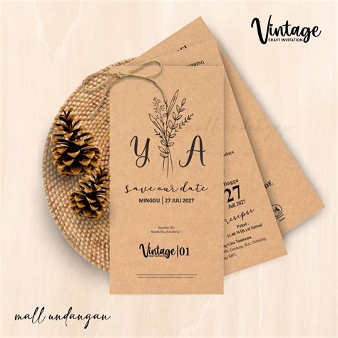 Jual Undangan Rustic Kraft Tali Undangan Pernikahan Vintage