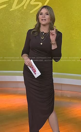 Wornontv Jennas Brown Asymmetric Dress On Today Jenna Bush Hager