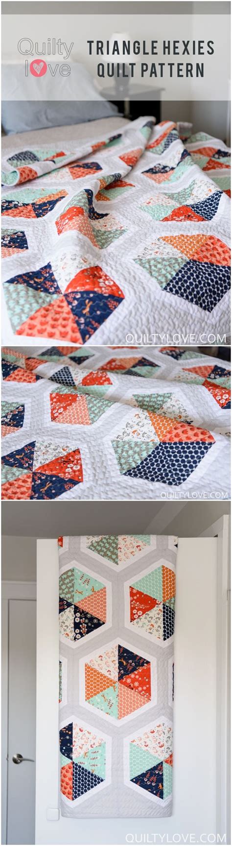 Fox Glove Blog Showcase Triangle Hexies Quilt Pattern Quilty Love