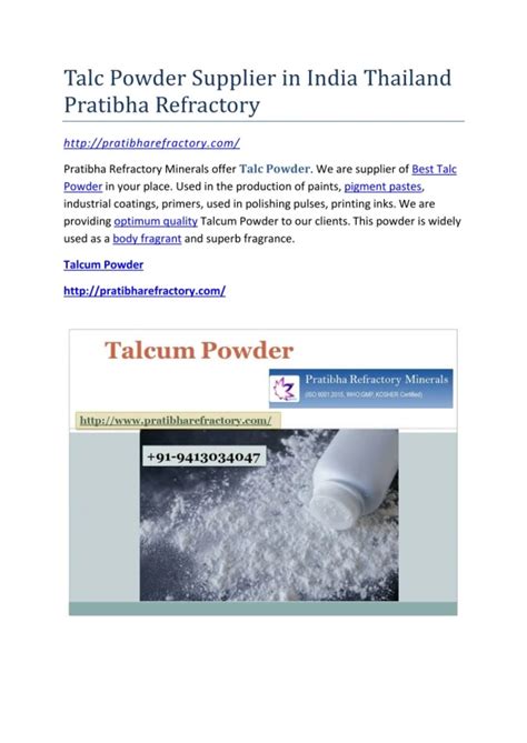 Ppt Supplier Of Talc Powder In India Thailand Powerpoint Presentation