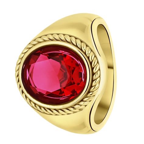 Stalen Goldplated Vintage Ring Met Ronde Roze Zirkonia Lucardi Be