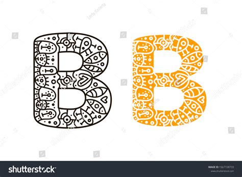 Letter B Doodle Patterns Hand Drawing Stock Vector Royalty Free