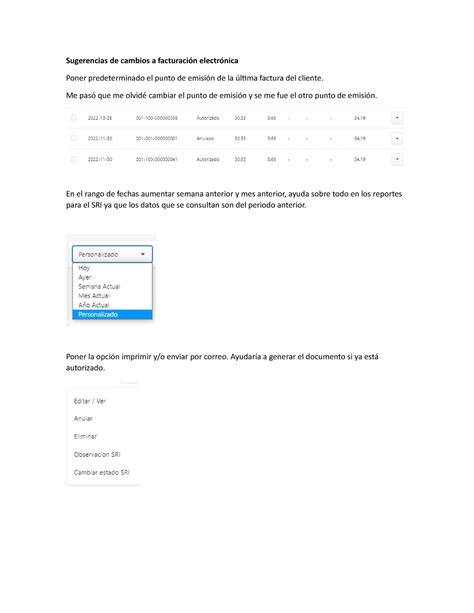 Sugerencias De Cambios A Facturaci N Electr Nica Sugerencias De