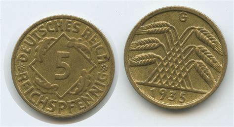 Deutsches Reich Weimar 5 Reichspfennig 1935 G Karlsruhe G10625