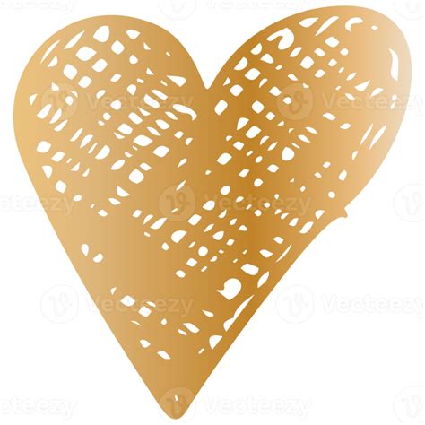 Corazón Dibujado A Mano De Garabato Dorado Simple Elemento De Diseño Aislado Para El Día De San