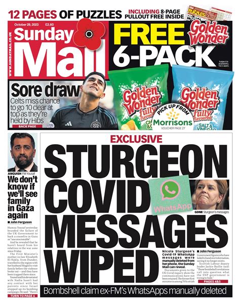 Sunday Mail Front Page Rd Of December Tomorrow S Papers Today