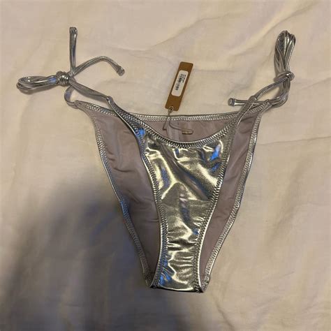 Skims Women S Silver Bikini And Tankini Bottoms Depop