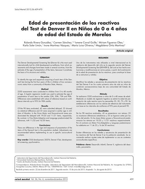 PDF Edad de presentación de los reactivos del Test de Denver