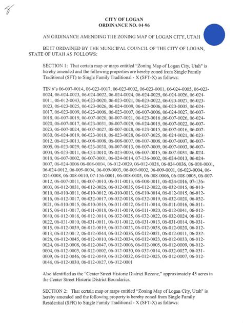 Fillable Online An Ord Inance Amending The Zoning Map Of Logan City