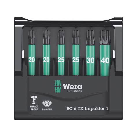 Coffret De 6 Embouts BIT CHECK Torx IMPAKTOR WERA Acbat