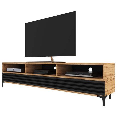 Selsey Rikke Mueble De TV De Pie Roble Wotan Negro Mate