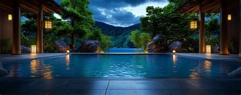 A 3D Japanese Onsen Scene With Soft Lighting Representing The Relaxation Of Hot Spring Baths