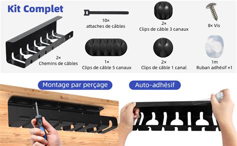 Chemins De C Bles Sous Le Bureau Hommand Lot De Cable Management