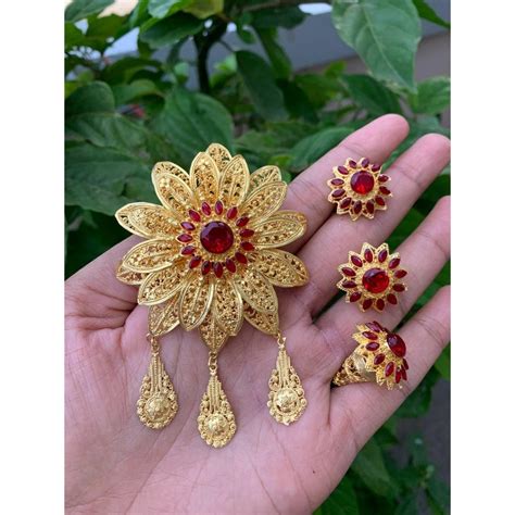 Jual Bros Alpaka Bali Set Kebaya Motif Tunjung Padi Gonjer Indonesia