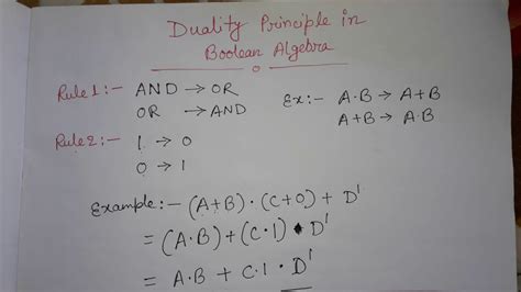 Duality Principle In Boolean Algebra Youtube