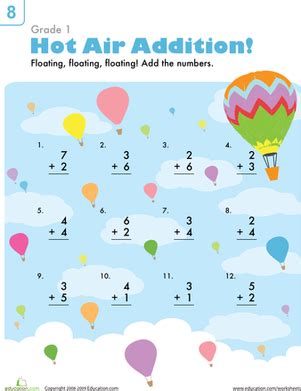 Beginning Addition Hot Air Balloons Interactive Worksheet Worksheets Library
