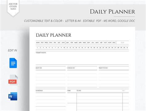 EDITABLE ADHD Daily Planner Braindump Template To Do List Daily Routine