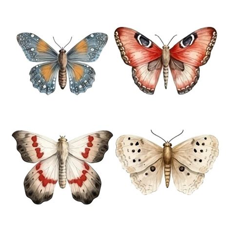 Premium Vector Moth And Butterfly Watercolor Hand Painted Set Of