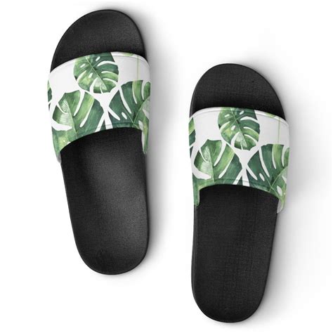 GZHJMY Stylish Slides For Women Men Tropical Style Palm Leaves Soft