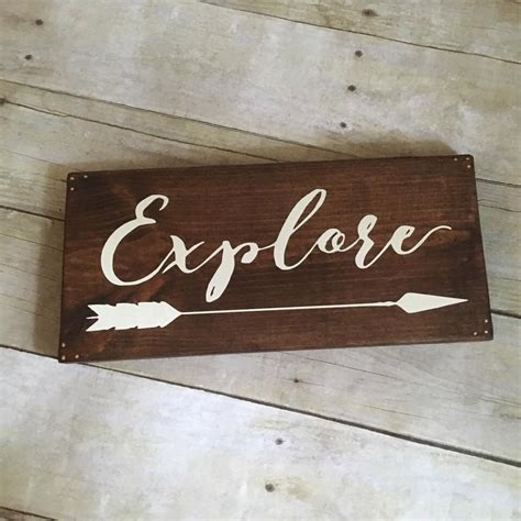 Wood Sign Explore Sign Wanderlust Sign Arrow Sign Explorer Etsy