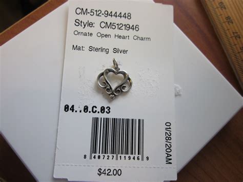 Retired James Avery Ornate Scrolled Heart Charm Penda Gem