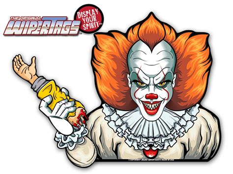 Creepy Killer Clown Waving Arm Wipertag Decal Sticker Attach To Rear