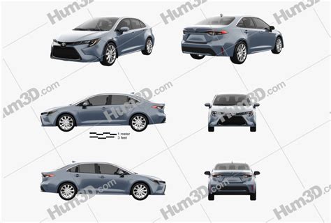 Toyota Corolla Xle Us Spec Sedan Blueprint Template Dmodels Org