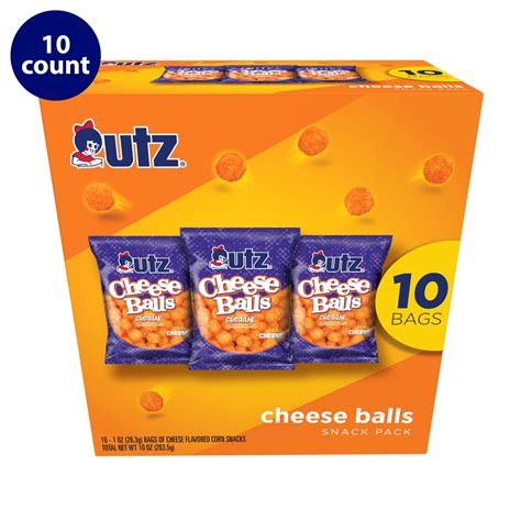 Utz Cheese Balls Snack Pack Crunchy Individual Size Multipack 1 Oz 10 Count