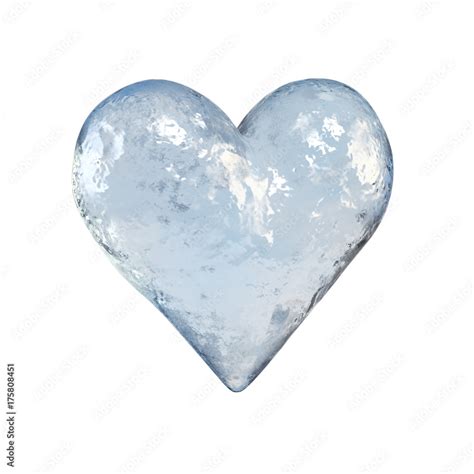 heart shaped piece  ice frozen heart  rendering stock illustration