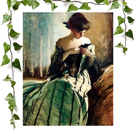 Victorian Era Portrait Art Print | Green Victorian Dress | Vintage Wal ...