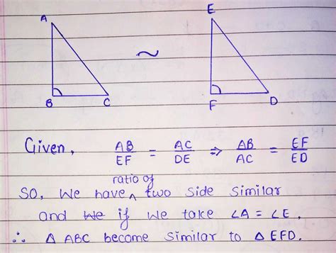 If In Triangles Abc And Def Ab Ef Ac De Then They Will Be Similar