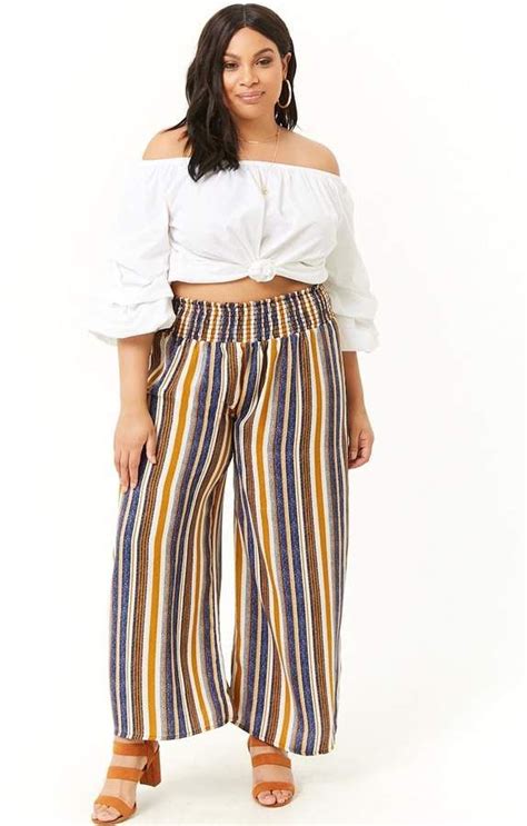 Forever 21 Plus Size Striped Palazzo Pants Moda Para Chicas Rellenas Moda Para Chicos Moda