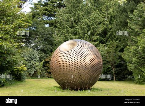 Dublin, Ireland - Abstract spherical metal world sculpture at Farmleigh ...