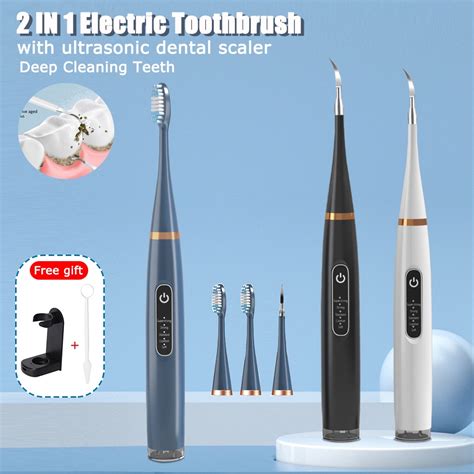 2 Em 1 Escova De Dentes Ultrassônica Elétrica Sonic Dental USB