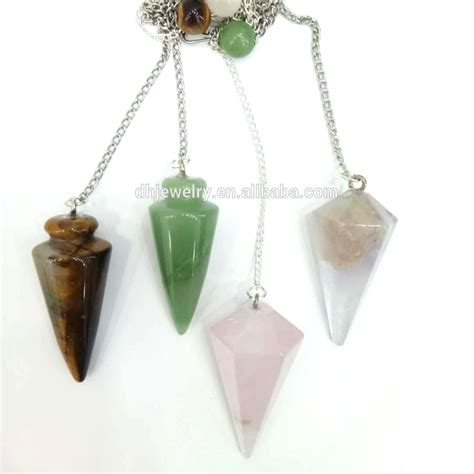 Hexagon Pyramid Natural Stone Healing Crystal Amulet Reiki Pendulum