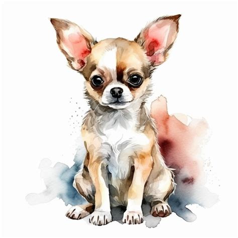 Una Pintura De Acuarela De Un Perro Chihuahua Foto Premium