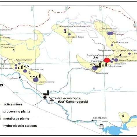 Map Of The Regional Mineral Ore Mining Regions And Places Including