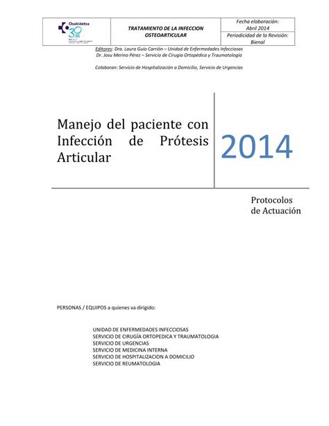 PDF Infección de Prótesis 2014 se incluye esta indicación en la