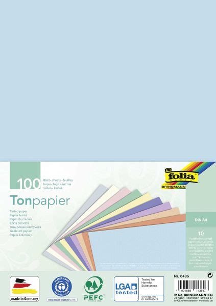 Folia Tonpapier Pastell Din A Blatt In Farben Sortiert