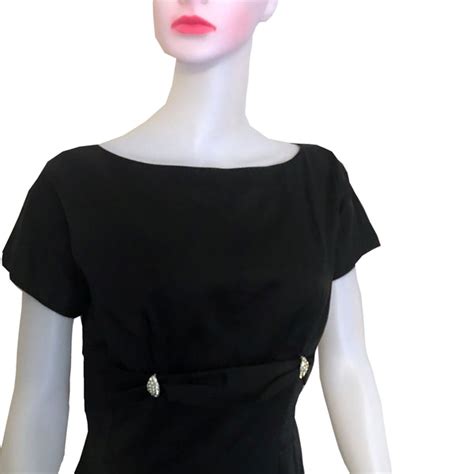 Vintage 1950s Black Satin Wiggle Cocktail Dress Shop Stylaphile Vintage