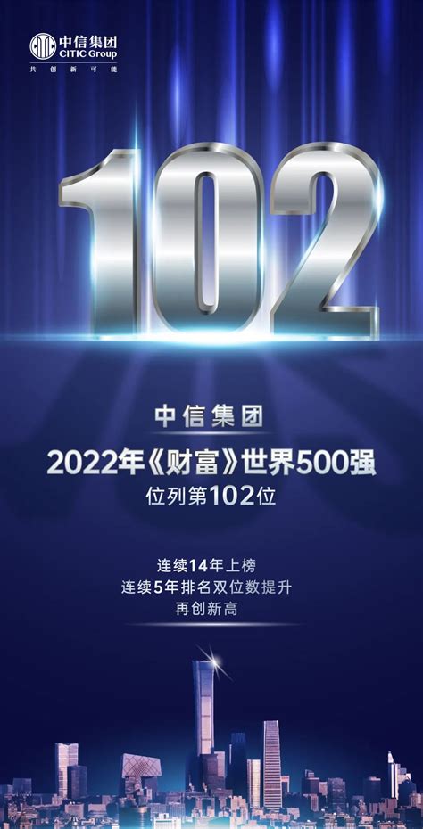 第102位！中信集团连续14年上榜《财富》世界500强 新闻动态 中信集团