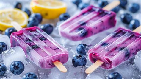 Premium Photo Refreshing Blueberry Lemon Popsicles On Ice Summer