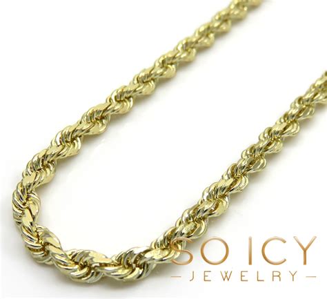 Buy 14k Yellow Gold Solid Diamond Cut Rope Chain 18-30 Inch 3mm Online ...