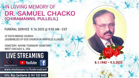 Funeral Service Samuel Chacko YouTube