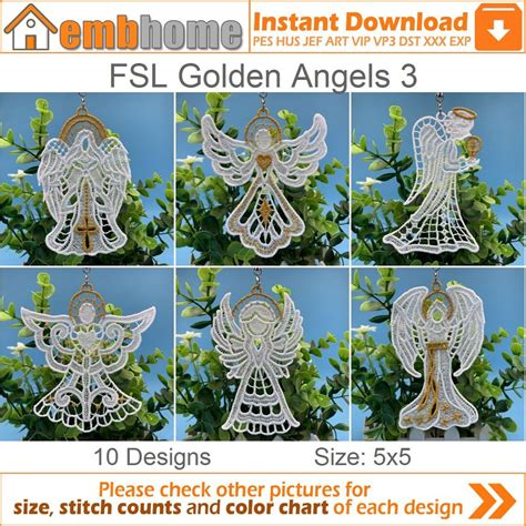 Fsl Golden Angels Free Standing Lace Christmas Machine Embroidery