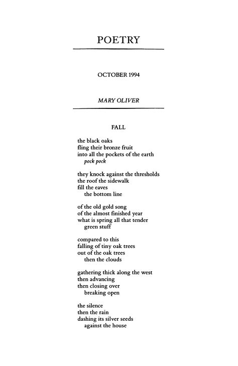 Mary Oliver Song For Autumn Shop