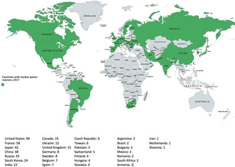 Countries with nuclear power reactors [1734x1236] : r/MapPorn