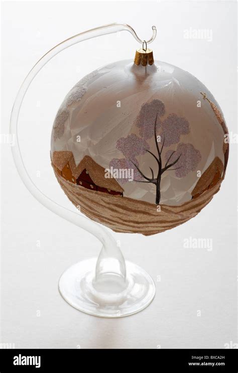 decorative hanging ball with Christmas scene on isolated on white ...