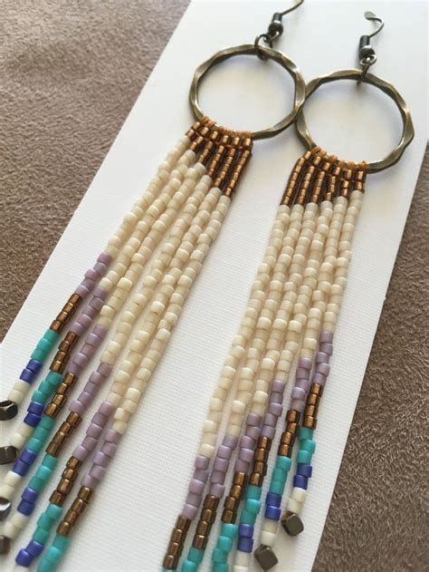 Beaded Fringe Earrings Seed Bead Dangle Earrings - Etsy | Diy earrings ...